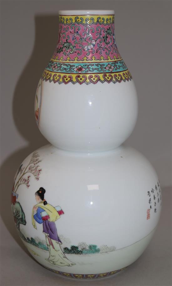 A Chinese Republic porcelain double gourd vase, 13in.